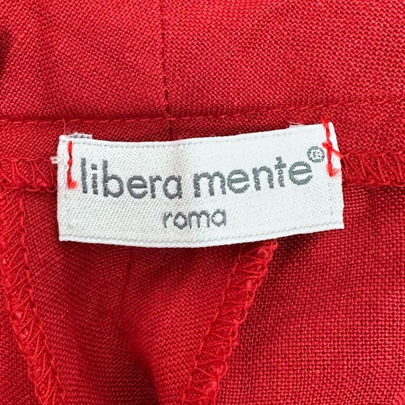Vintage Libera Mente 100% Linen Wide-Leg Pants Size 0 Ankle Crop IT40 Red - Picture 4 of 15